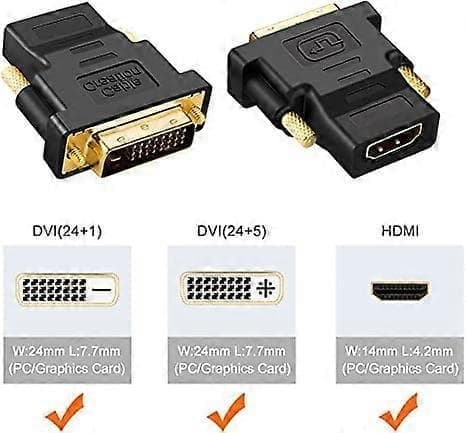 DVI til HDMI-adapter, 2-pakning toveis DVI hann til HDMI hunn