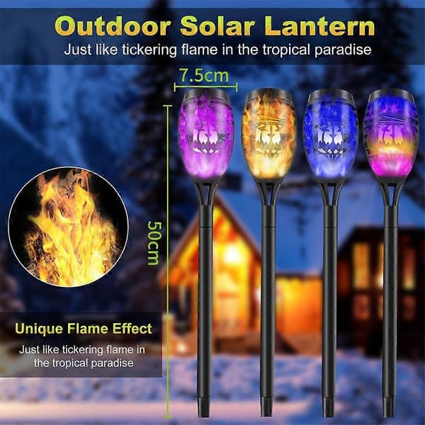 1-4 st Solcellslampor Utomhusträdgård, 12led Solcellsflammlampor Utomhus, Ip65 Vattentäta Solcellsfacklor för Trädgård Blue 1pc