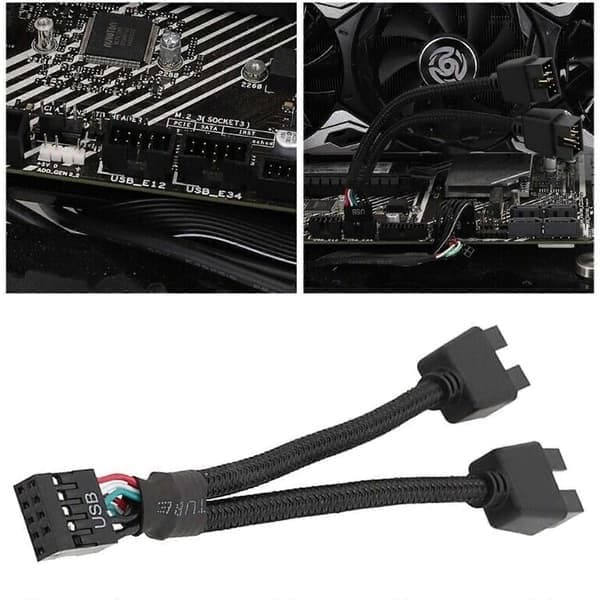 Moderkort USB 2.0 9-stifts header 1 till 2 förlängningshubb splitteradapteromvandlare
