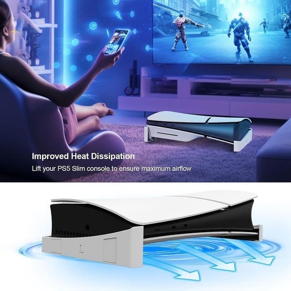 Ps5 Slim Horisontal Stand, Ps5 Slim Konsol Base Stand, Base Stand Tilbehør Kompatibel Playstation 5 Disc & Digital Editions Hvid