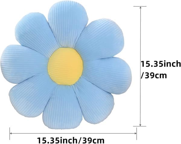 stk blomsterpude (15,35 tommer, hvid+blå) - Blå og hvid marguerit