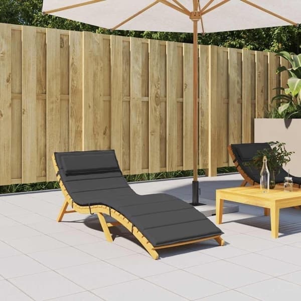 vidaXL Aurinkotuolin pehmuste musta 180x60x4 cm Oxford-kangas musta