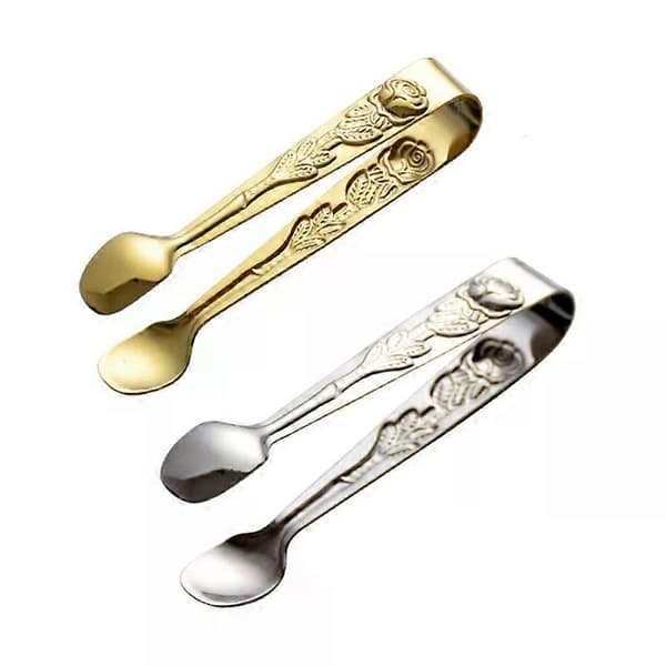 1/2/4 STK. Istang Præget Roset Håndtag Rustfrit Stål Madtang Sølv/Guld Klips BBQ Klips Køkken Bar Style A 2pcs