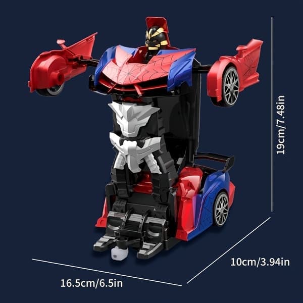 Transformer fjernkontrollbil 2,4 GHz, Transformer bilrobot transformasjon med ett klikk 360° rotasjonsgrad, perfekt gave til barn, jul