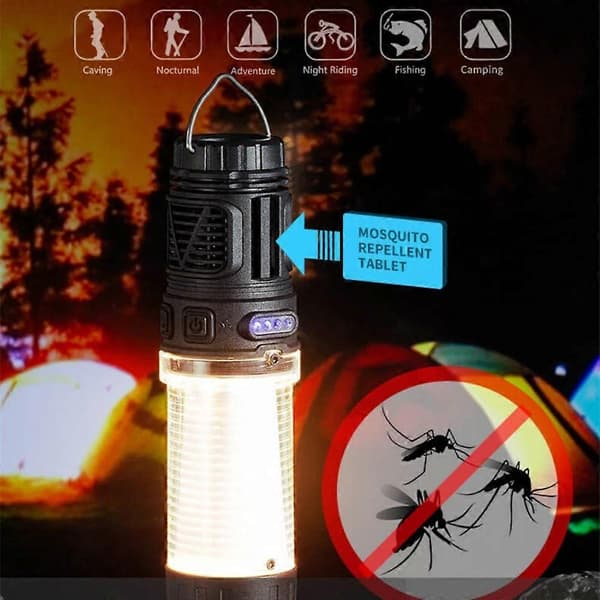 Bærbar insektafvisende campinglampe til udendørs brug Black