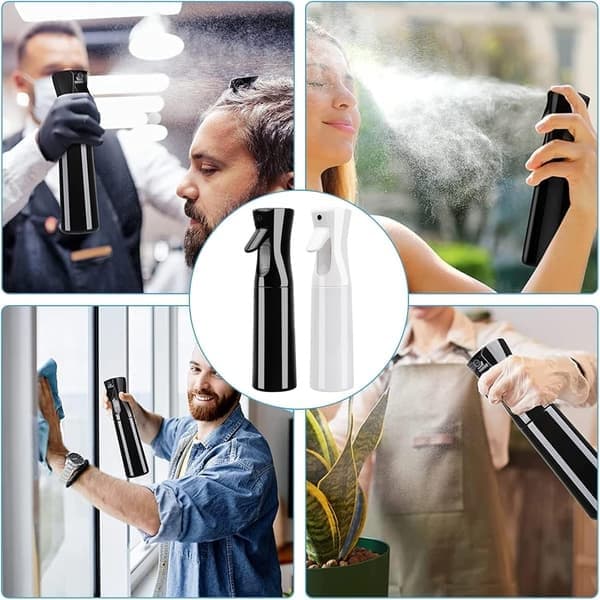 2 st Tomma Plastsprayflaskor för Hårvatten 300ml Kontinuerlig Vattendimma Tom Sprayflaska, Multifunktionell Fin Vattendimsprayflaska