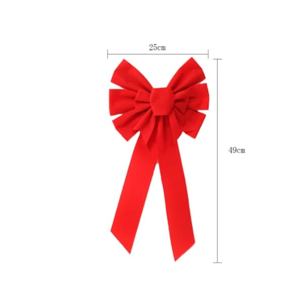 Julerøde fløjlsrosetter, 49 cm x 25 cm store røde dørrosetter jul