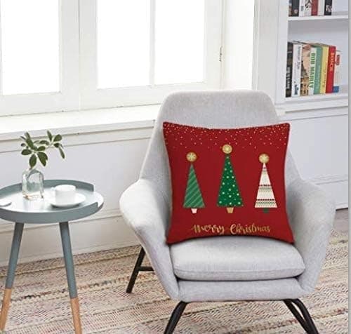 Julkuddfodral, 4-pack bomullslinne röda dekorativa julkuddar, örngott för soffa vardagsrum säng soffa