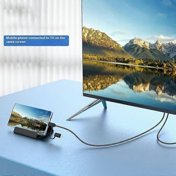 ONTEN 7537T 2-i-1 Lightning/Type-C HD kablet skjermspeilingsadapterkabel HDMI 2K videoutgangskonverterer
