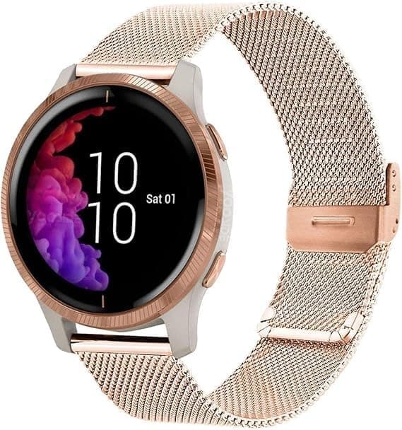 Urrem til Garmin Venu 2 Plus/Venu Sq/Vivoactive 5/Vivomove 3, rustfrit stål metalnet 20 mm quick release armbånd