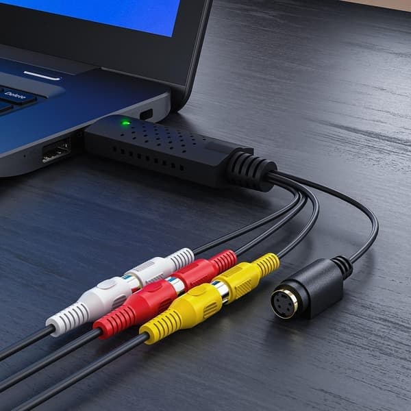 Lyd- og videoomformeropptaksboks, USB 2.0 lyd- og videokort, VHS-opptaker, ny versjon, ny programvare, kompatibel med Windows 11 10