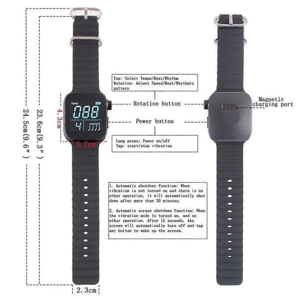 Bärbar Metronom Smart Metronom Justerbart Armband Vibrerande Metronom Musikinstrument Metronom