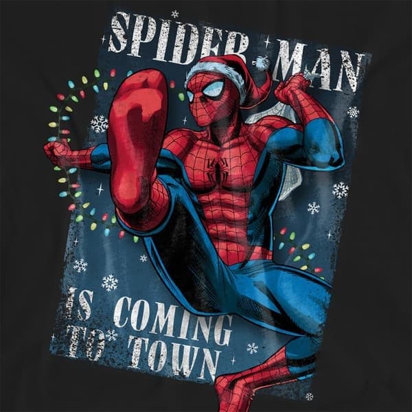 Spider-Man Dame/Kvinner Coming To Town Jule-T-skjorte Black L