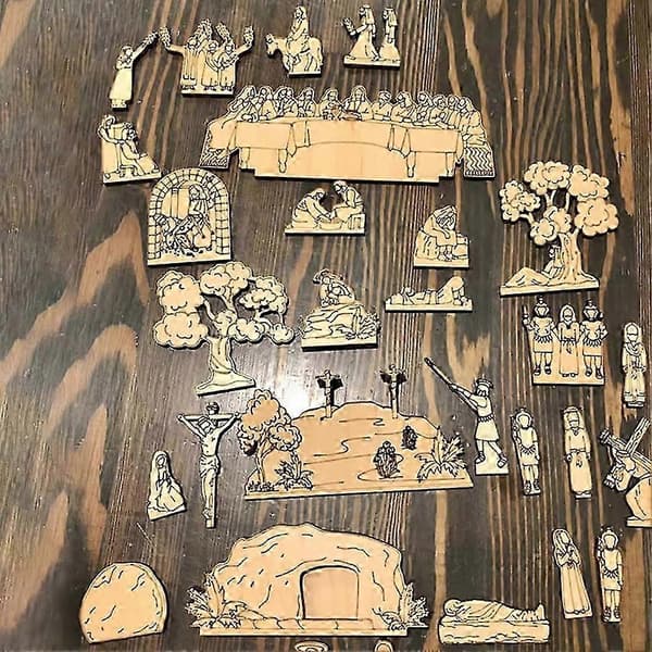 Familie påske hellig uke gave, scenedekor, unikt håndlaget DIY påskeboksett Grey