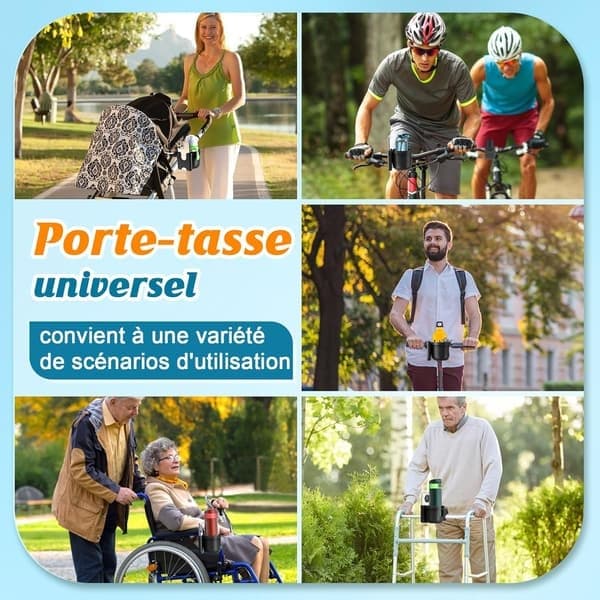Kopholder til klapvogn, universelt tilbehør til klapvogn, kørestol, rollator, el-scooter, gave til mor og baby