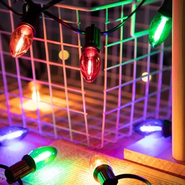 10M 15 LED-jouluvalot lisäpolttimolla - E12-kanta, monivärinen, IP44-vesitiivis