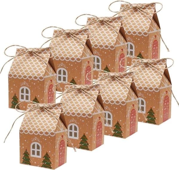 20 st julgranspresentaskar, presentaskar i kraftpapper, godispåsar, presentinslagning, dekoration för barn, flickor, pojkar, födelsedag, jul