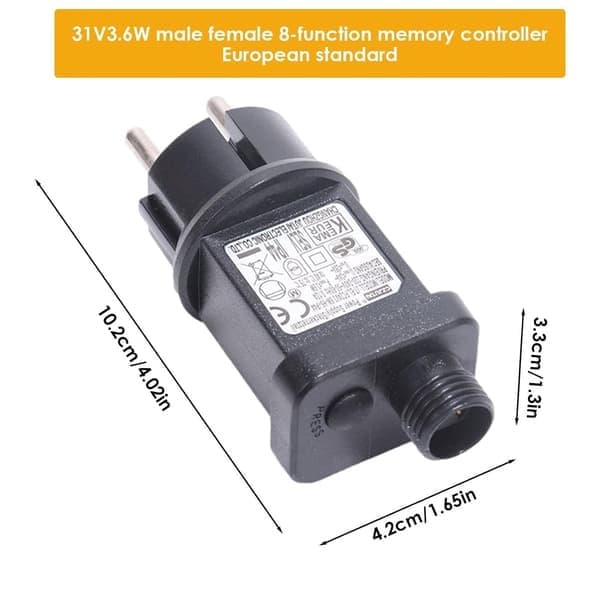 LED-driver, 4,5V 0,6A vanntett LED-strømadapter, 31V EU-plugg for lyslenker og flomlys