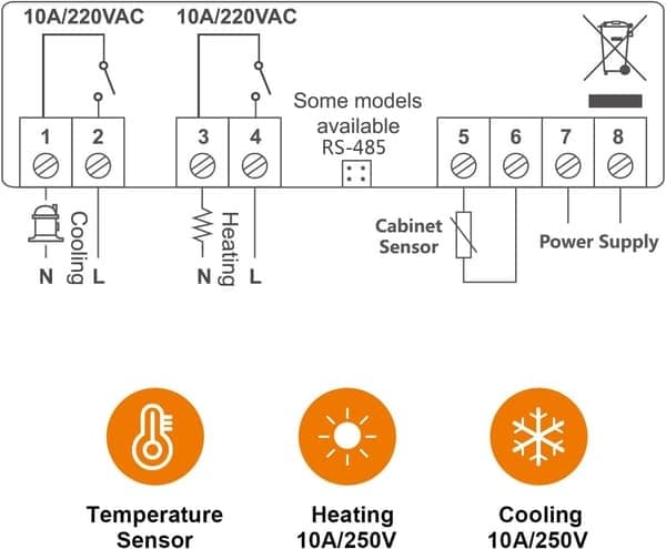 Digital temperaturkontroller termostat automatisk bryter kjøling og oppvarming ℃/℉