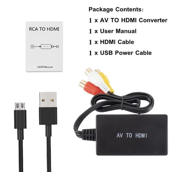 RCA til HDMI-omformer Kompositt til HDMI-adapter Lyd Video