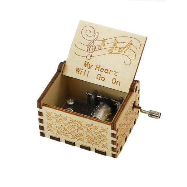 Trä Handvev Theme Music Box, 18 Note Mechanism Musical Box SST 18