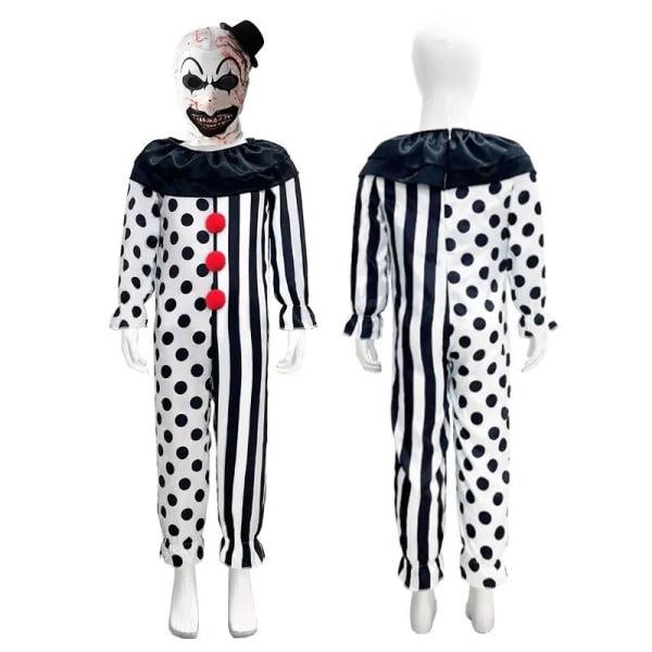 Halloween Broken Clown Cosplay Barn Jumpsuit Set Clothing + headgear + hat 140cm