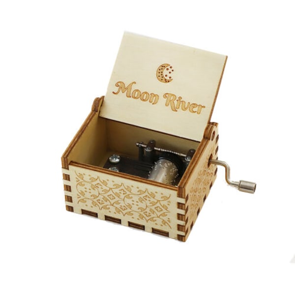 Trä Handvev Theme Music Box, 18 Note Mechanism Musical Box SST 21