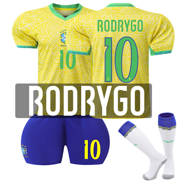 2024 UEFA Brasilien Hemmafotbollströjor Lagtränings T-shirts #10 Rodrygo Adult L(175-180cm)