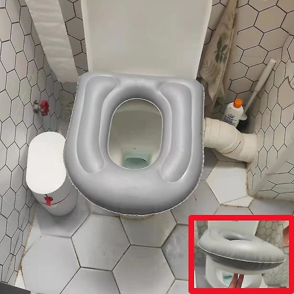 Toalettsitsdyna, uppblåsbar toaletthjälpskudde med sugkoppar Passar  standard långsträckt toalettsits, badrum förhöjd sitsstöddyna Fo 1cae |  Fyndiq