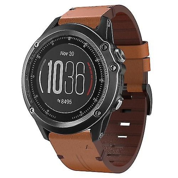 F r Garmin Fenix 3 Hr 26mm l der st lsp nne watch Brown e16a