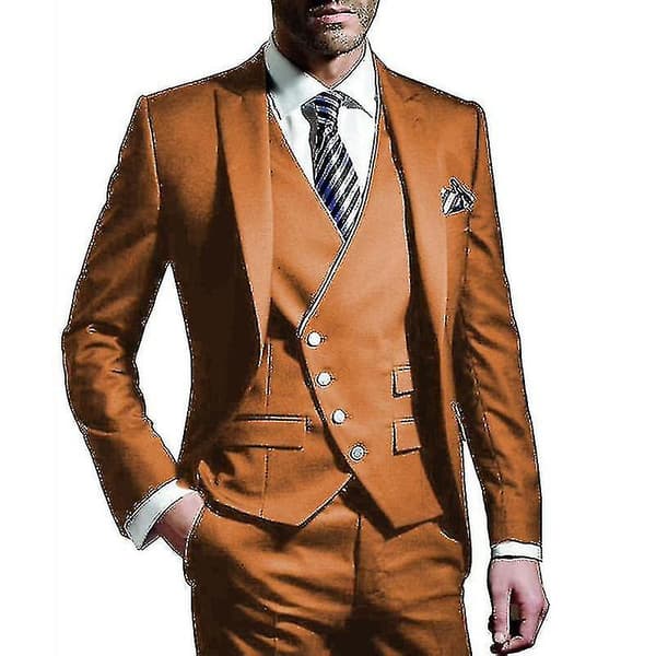 Herrdräkter Slim Fit 3-delad kostym för män Set Grey M