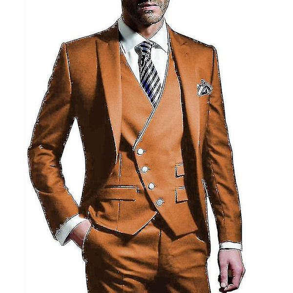 Miesten Slim Fit 3-osainen Puku Miesten Smokkipukusetti Grey M