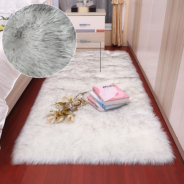 Matta för vardagsrum 160x230 Modern plysch Mjuk Fluffig Sovrum Sängmattor Burvark Soffa Stol Underlägg Vit Grå Stora mattor TK-1 200x80cm