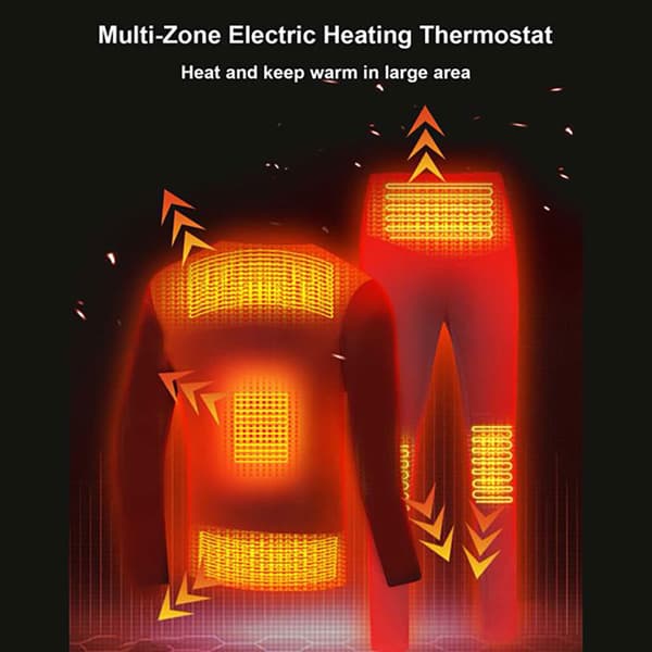 USB Eluppvärmda Underkläder Thermal Pyjamas Long Johns Set Damkläder-Grå Damkläder-Grå XXL