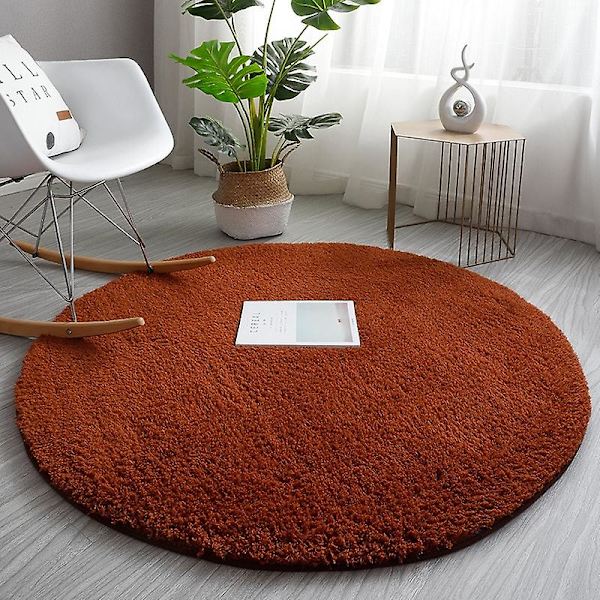 Modern Enkel matta Tjock rund matta Vardagsrum Gungstol Golvmatta Plysch Mjuk Sovrumsmattor Sängmattor Heminredning Apricot L Diameter 100cm