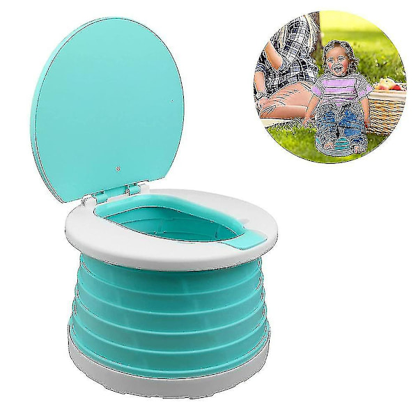 Børns Sammenklappelige Toilet Bærbart Sammenklappeligt Toiletsæde Drenge & Piger Foldbar Pottestol Sæde Småbørn Pottetræningssæde green