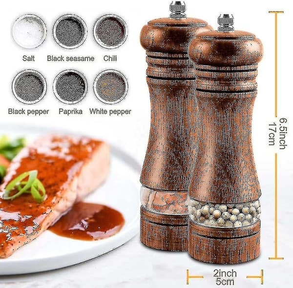 Set med 2 trä salt- och pepparkvarnar, justerbar-FCY