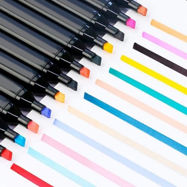 40-Pack - Tuschpennor med Fodral - Dubbelsidiga Pennor multicolor