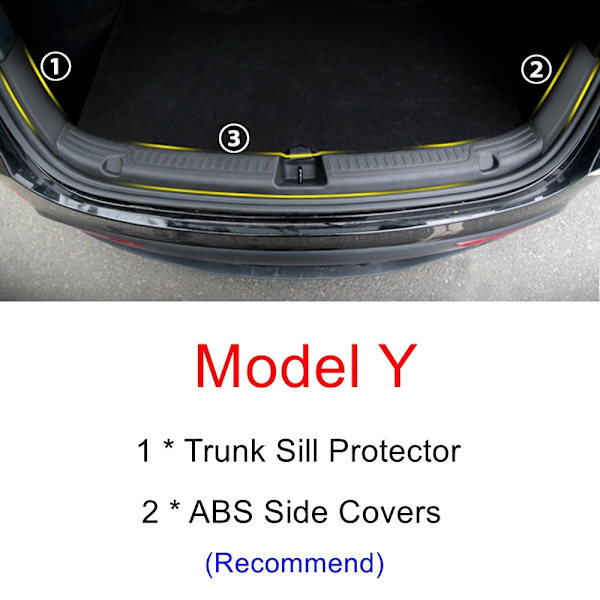 Trunk Protector Guard för Tesla Model Y Anti-Scratch Matta Bakre Lasttröskel Tröskel Cover Stötfångare ABS Organizer Pad Tillbehör 3pcs Model Y