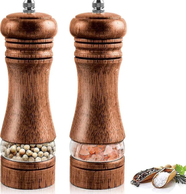 Set med 2 trä salt- och pepparkvarnar, justerbar-FCY