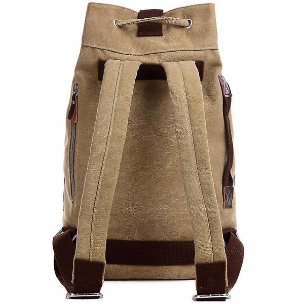 Kirjainkangaskassi, kiristysnyörillinen reppu, miesten reppu ulkoilumatkoille (Khaki)