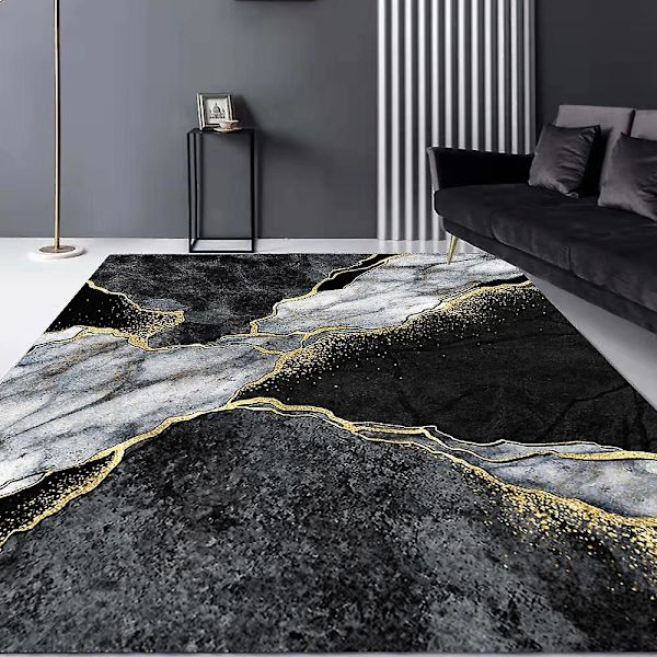 Svart Guld Marmor Matta För Vardagsrum Lyx Heminredning Soffbord Stor yta Mattor Halkfri Golvmatta Entrédörrsmatta 03 80x120cm 32x47inch