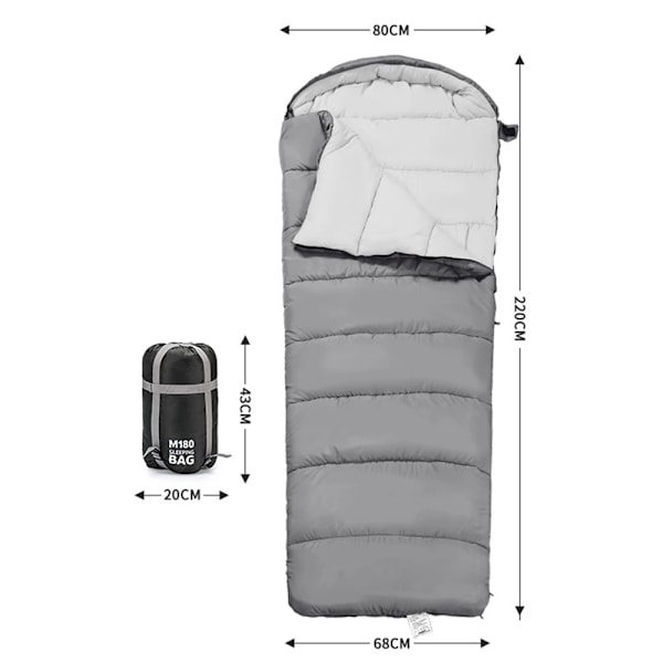Voksen sovepose udendørs camping fire sæsoner universel vinter kuldebestandig bomuldsfor varm komfortabel Grey 1.2KG