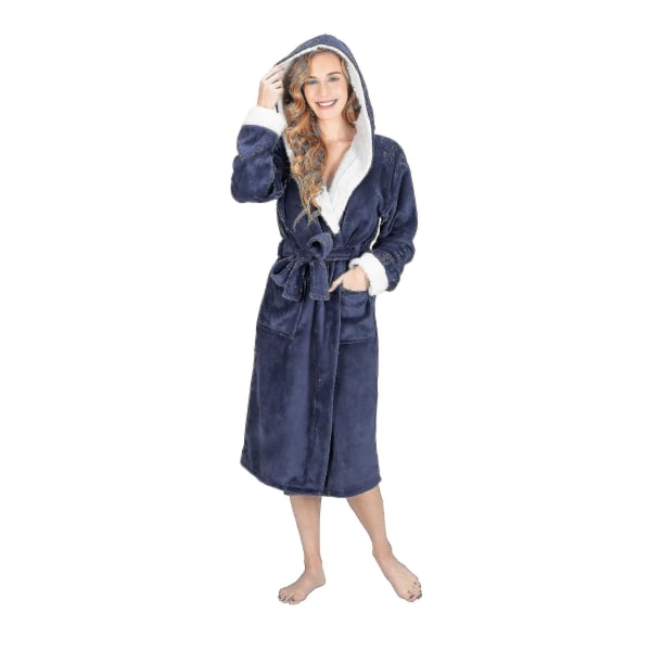 Premium Super Mjuk Mysig Morgonrock Lyxig Housecoat Morgonrock Hooded Spa Robe Purple sherpa X-large