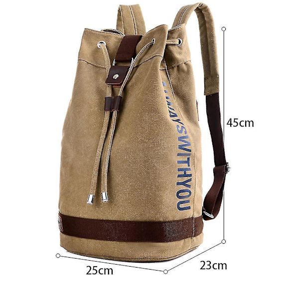 Kirjainkangaskassi, kiristysnyörillinen reppu, miesten reppu ulkoilumatkoille (Khaki)