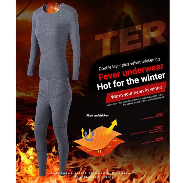 USB Eluppvärmda Underkläder Thermal Pyjamas Long Johns Set Damkläder-Grå Damkläder-Grå XXL