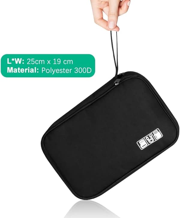 Elektronisk tilbehørsopbevaring, universel rejsetaske, egnet til USB-kabelenhed, SD-kort, oplader harddisk (sort)