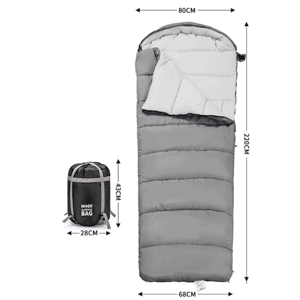 Vuxen sovsäck för utomhuscamping, fyra säsonger, universell, vinter, köldbeständig, bomullsfoder, varm och bekväm Grey 1.8KG