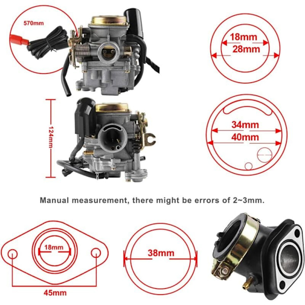 FÖRGASARE 50cc polttoaine bossille, Qingqi QM50QT 4G, Benzhou, Jinlun, Baotian Gy6 50cc /Gy6 60cc
