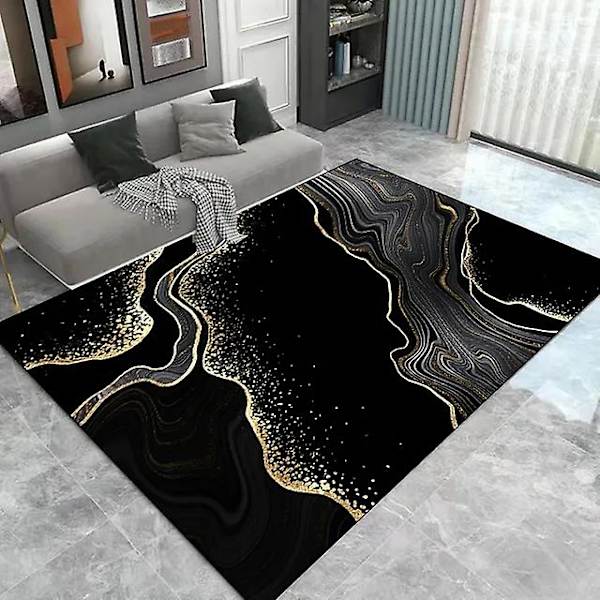 Svart Guld Marmor Matta För Vardagsrum Lyx Heminredning Soffbord Stor yta Mattor Halkfri Golvmatta Entrédörrsmatta 03 80x120cm 32x47inch
